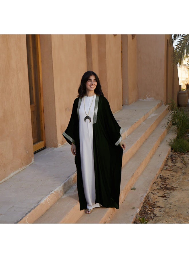 SunSet Kaftan Abaya Silver Embroidered Chiffon Sunset ZYTY - Image 5